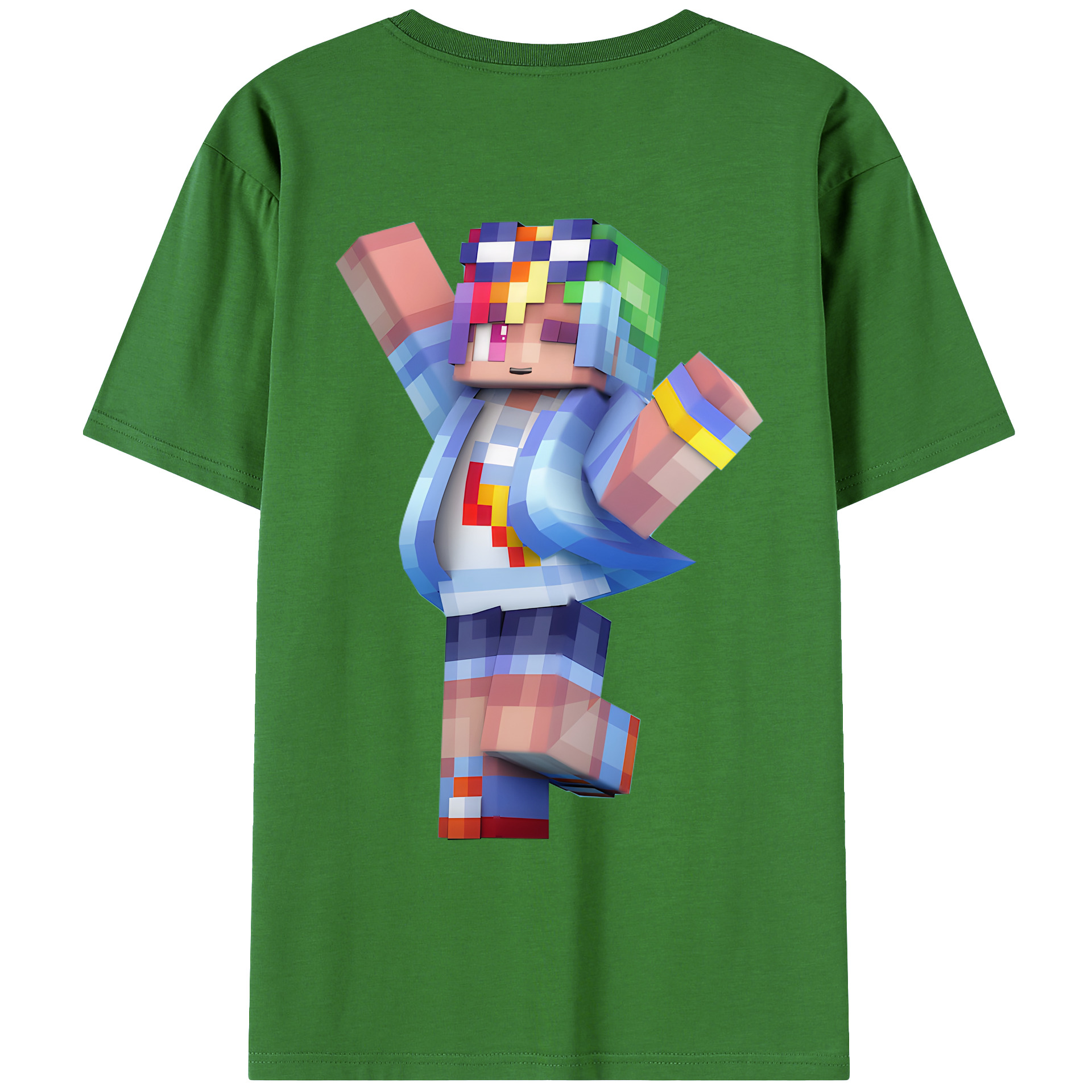 （画像用） マインクラフト ブロックの世界 Minecraft MC Block world レディース半袖Tシャツ(バックプリント)